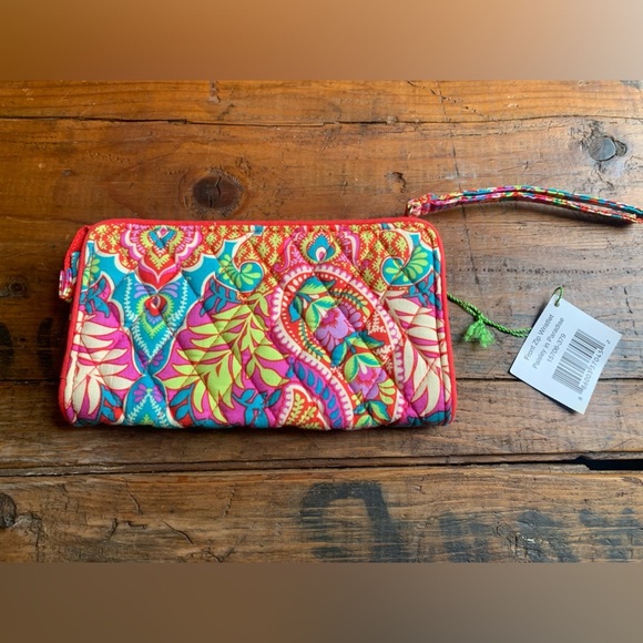 Vera bradley front zip wristlet paisley in paradise, purse wallet - Picture 5 of 6